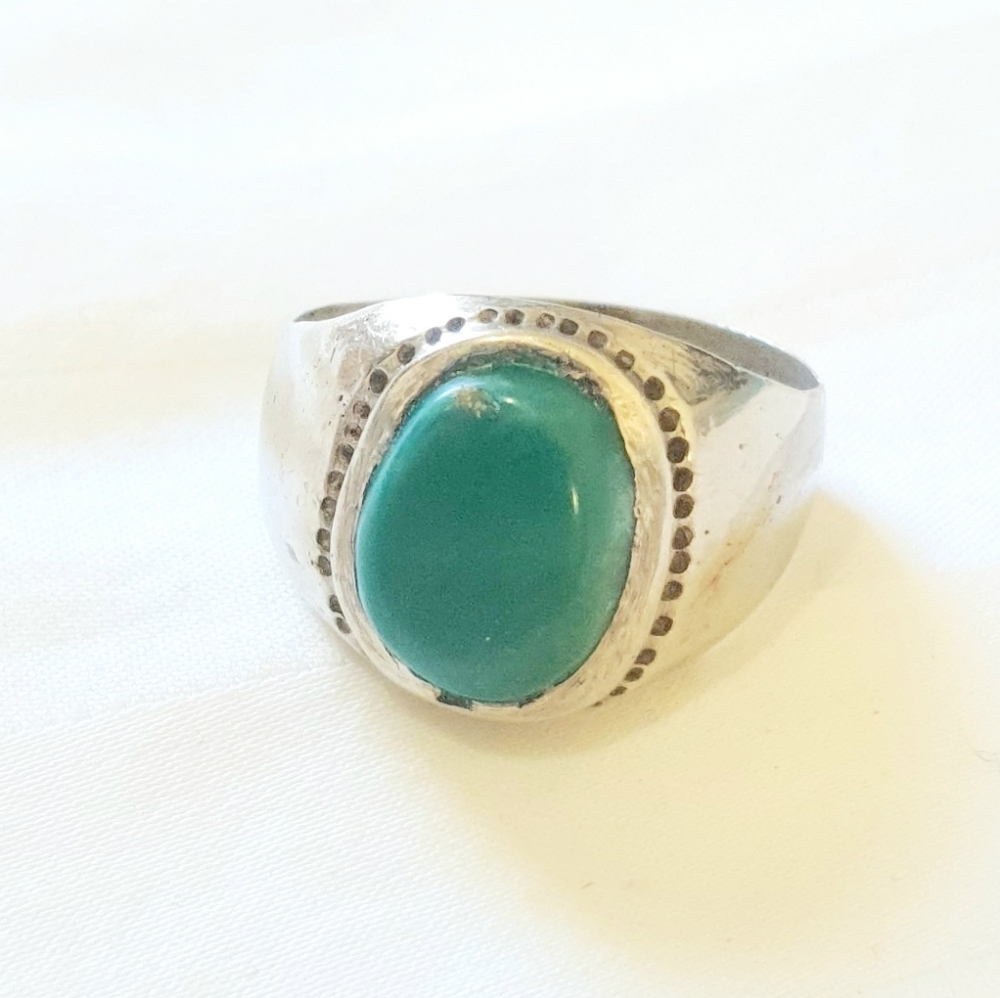 Handmade Sterling Green Stone Ring